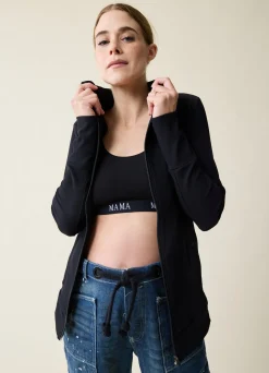 Active Maternity Rib Side Zip Jacket Black