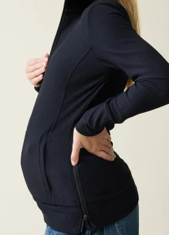 Active Maternity Rib Side Zip Jacket Black