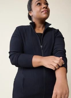Active Maternity Rib Side Zip Jacket Black