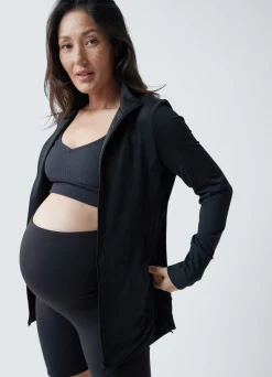 Active Maternity Side Zip Jacket Black