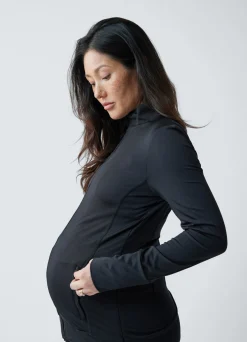 Active Maternity Side Zip Jacket Black