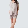 Breezy Linen Maternity Shirt Short Sleeve Button Up