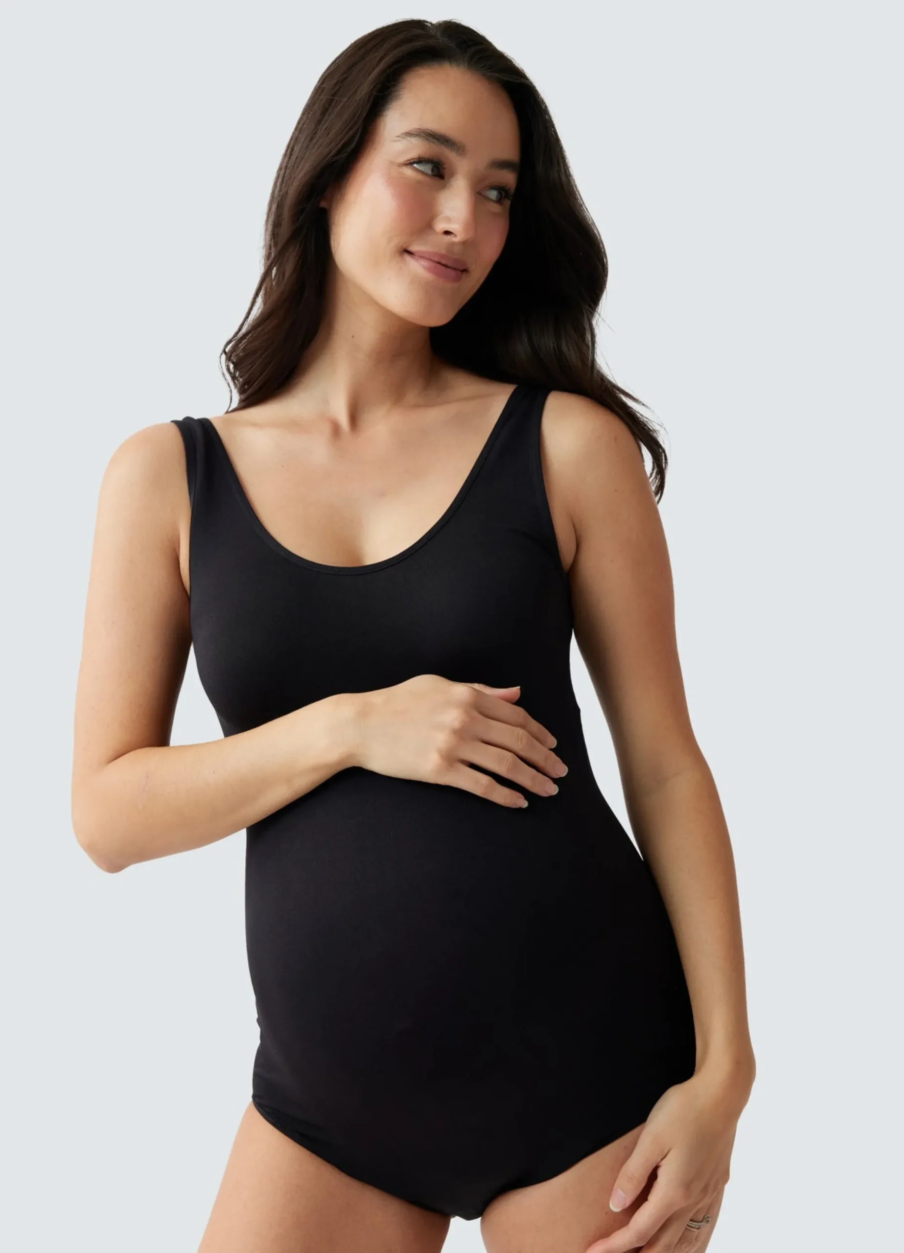 Cooling Seamless Maternity Bodysuit Black