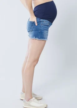 Denim Short Ft. Crossover Maternity Panel®
