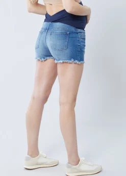 Denim Short Ft. Crossover Maternity Panel®