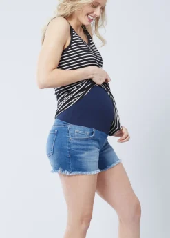 Denim Short Ft. Crossover Maternity Panel®