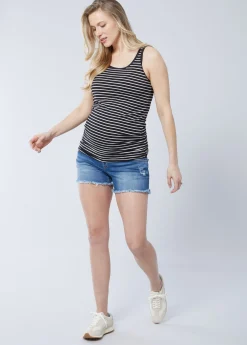 Denim Short Ft. Crossover Maternity Panel®