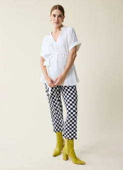 Lightweight Popover Waist Tie Maternity Shirt