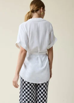 Lightweight Popover Waist Tie Maternity Shirt