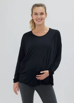 Long Sleeve Maternity + Nursing Top Black