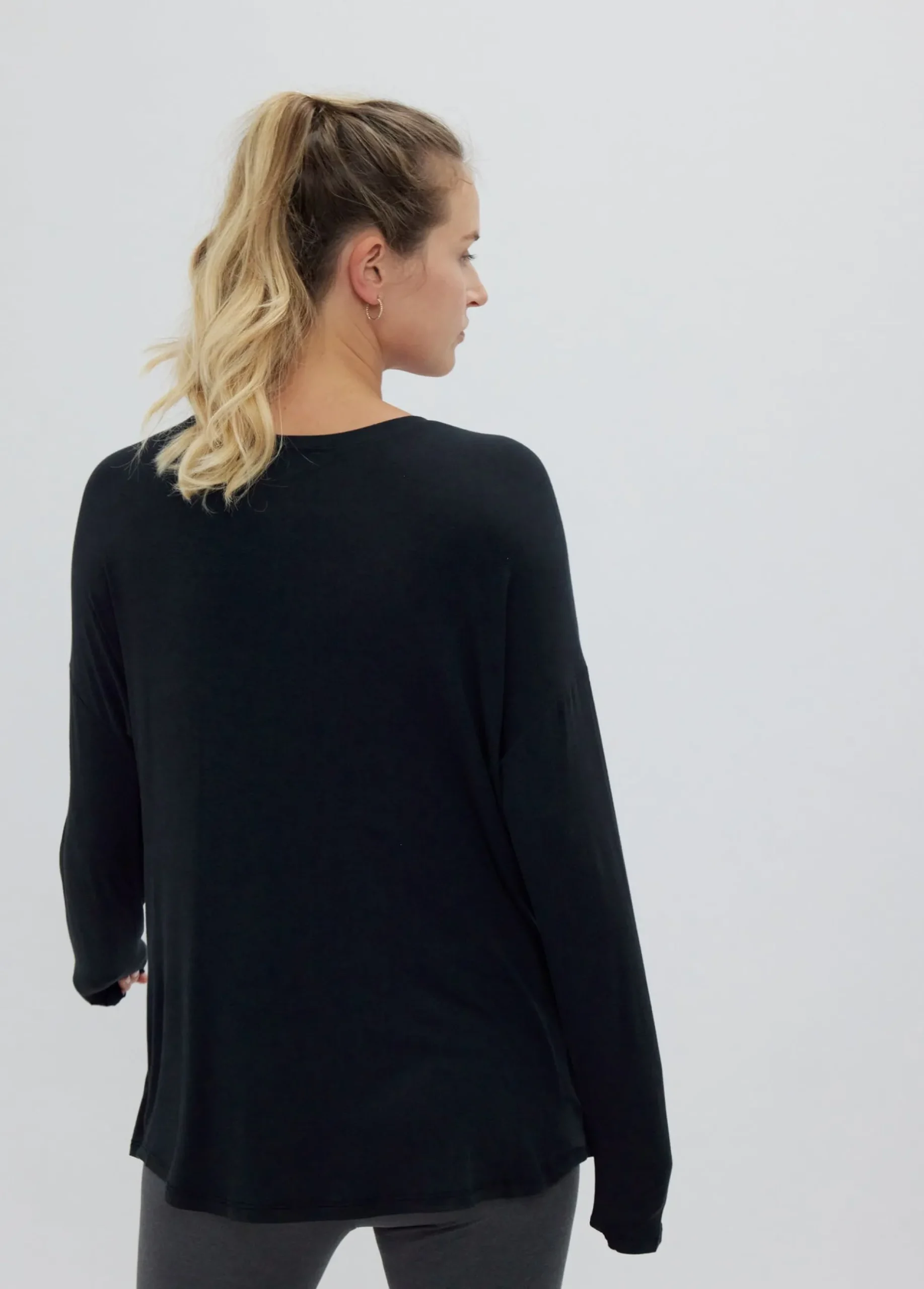 Long Sleeve Maternity + Nursing Top Black