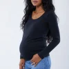 Long Sleeve Scoop Neck Maternity Tee