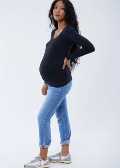 Long Sleeve Scoop Neck Maternity Tee