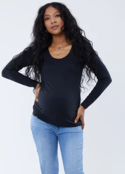 Long Sleeve Scoop Neck Maternity Tee