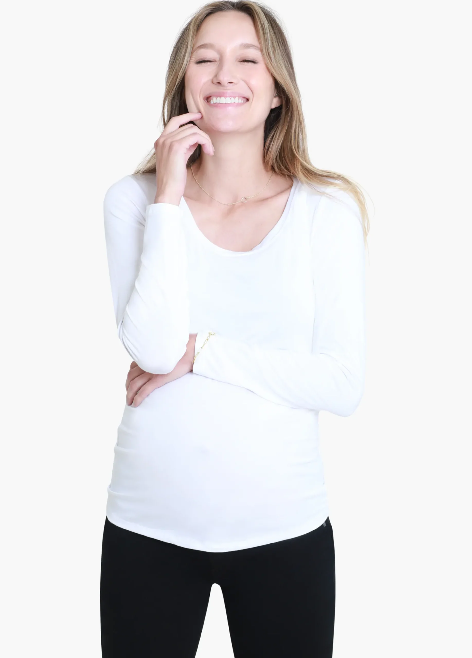 Long Sleeve Scoop Neck Maternity Tee