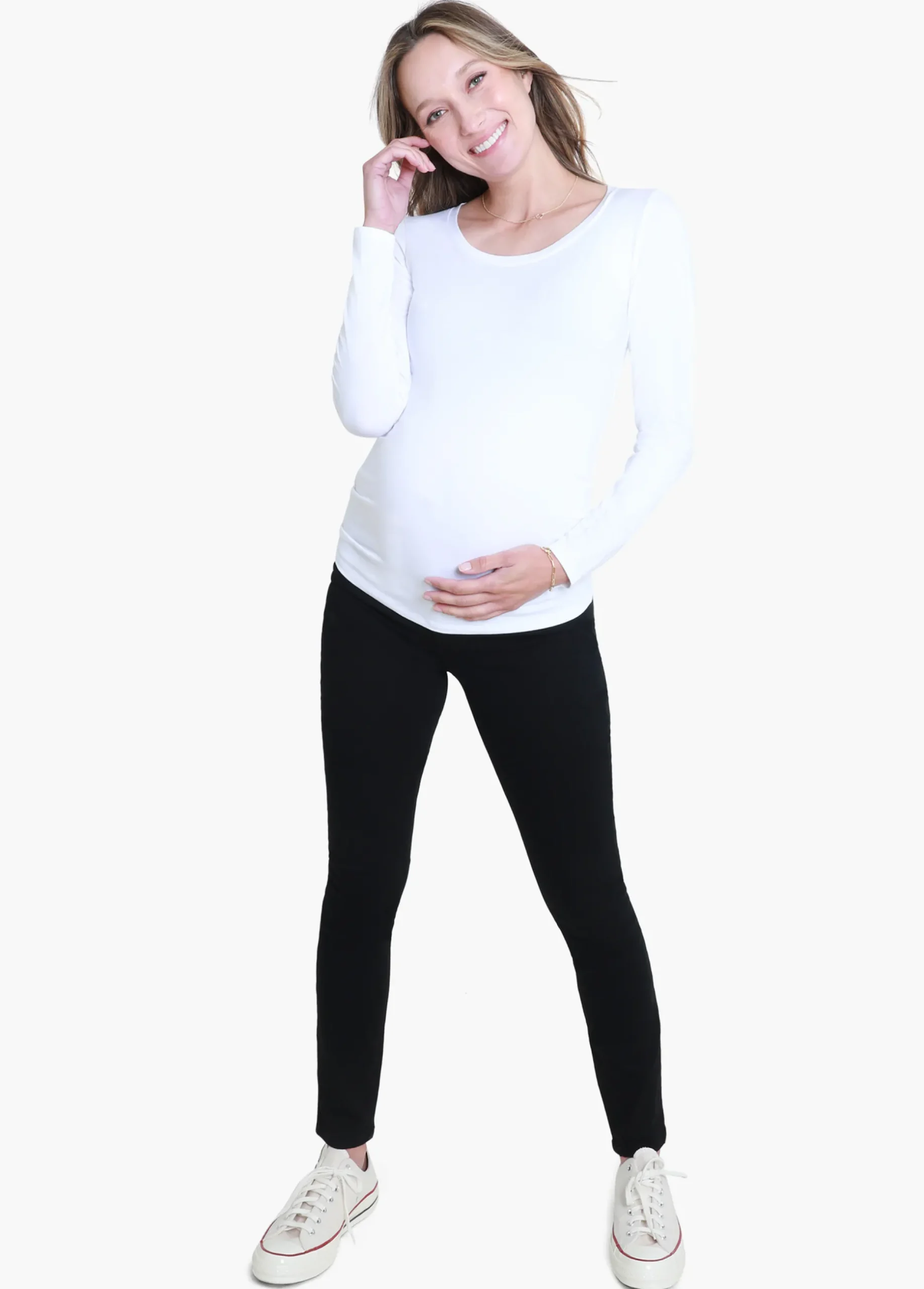 Long Sleeve Scoop Neck Maternity Tee