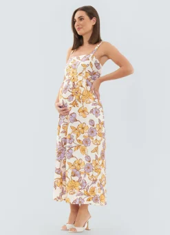 Maya Tie Back Linen Maternity Dress