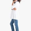Peplum Button Down Maternity Shirt White