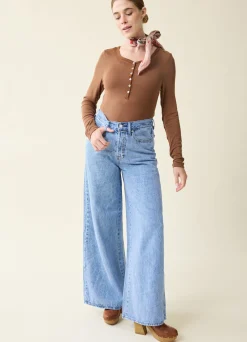 Rib Henley Long Sleeve Maternity + Nursing Top