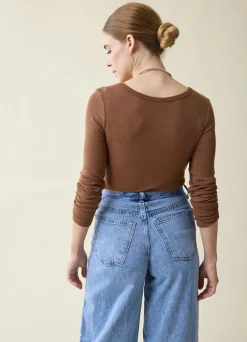 Rib Henley Long Sleeve Maternity + Nursing Top