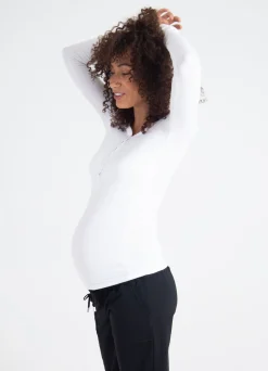 Rib Henley Long Sleeve Maternity + Nursing Top