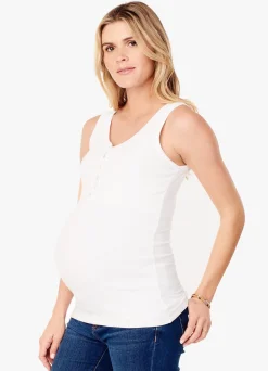 Rib Henley Maternity + Nursing Tank