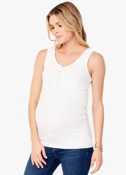 Rib Henley Maternity + Nursing Tank
