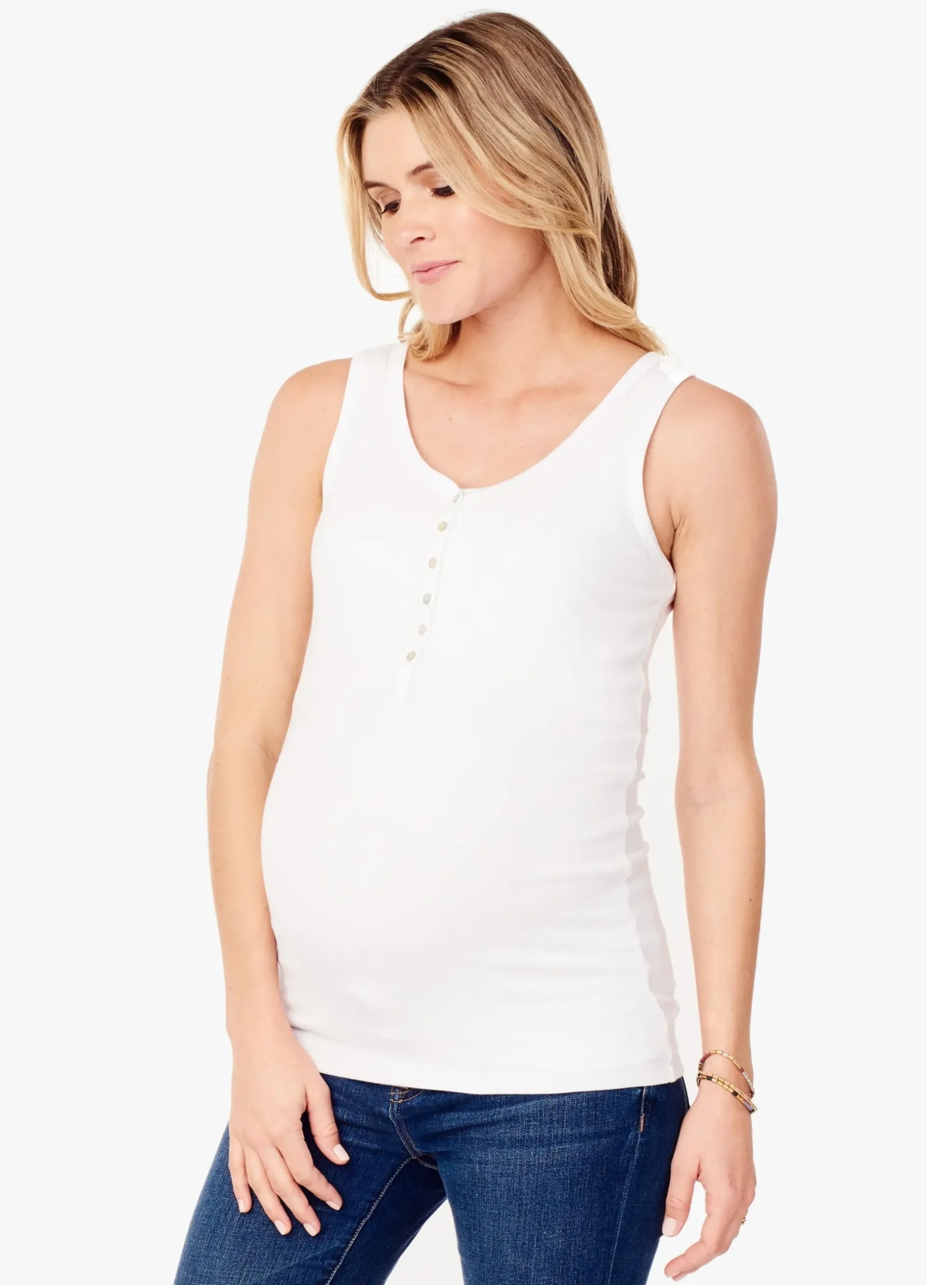 Rib Henley Maternity + Nursing Tank