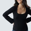 Rib Square Neck Maternity Sweater Black