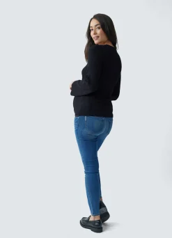 Rib Square Neck Maternity Sweater Black