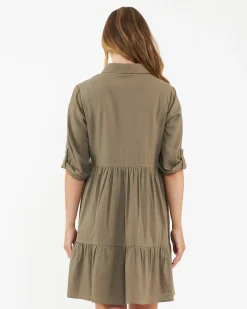 Ripe Adel Olive Linen Maternity and Nursing Dress