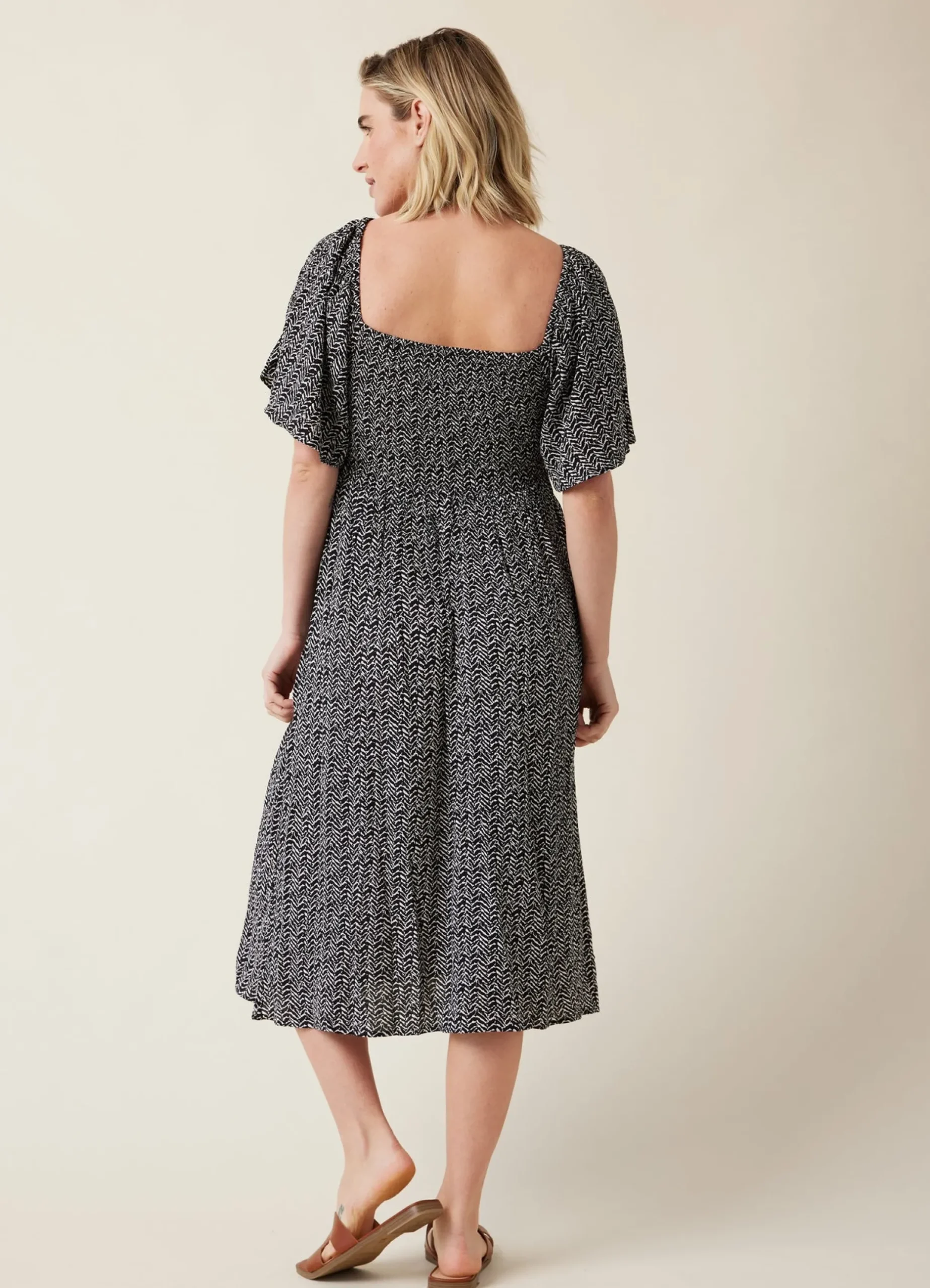 Ripe Emmy Shirred Maternity and Nursing Midi Dress