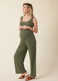 Ripe Maternity Bobby Rib Knit Olive Jumpsuit