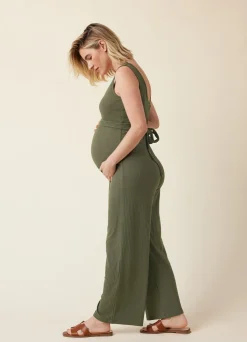 Ripe Maternity Bobby Rib Knit Olive Jumpsuit