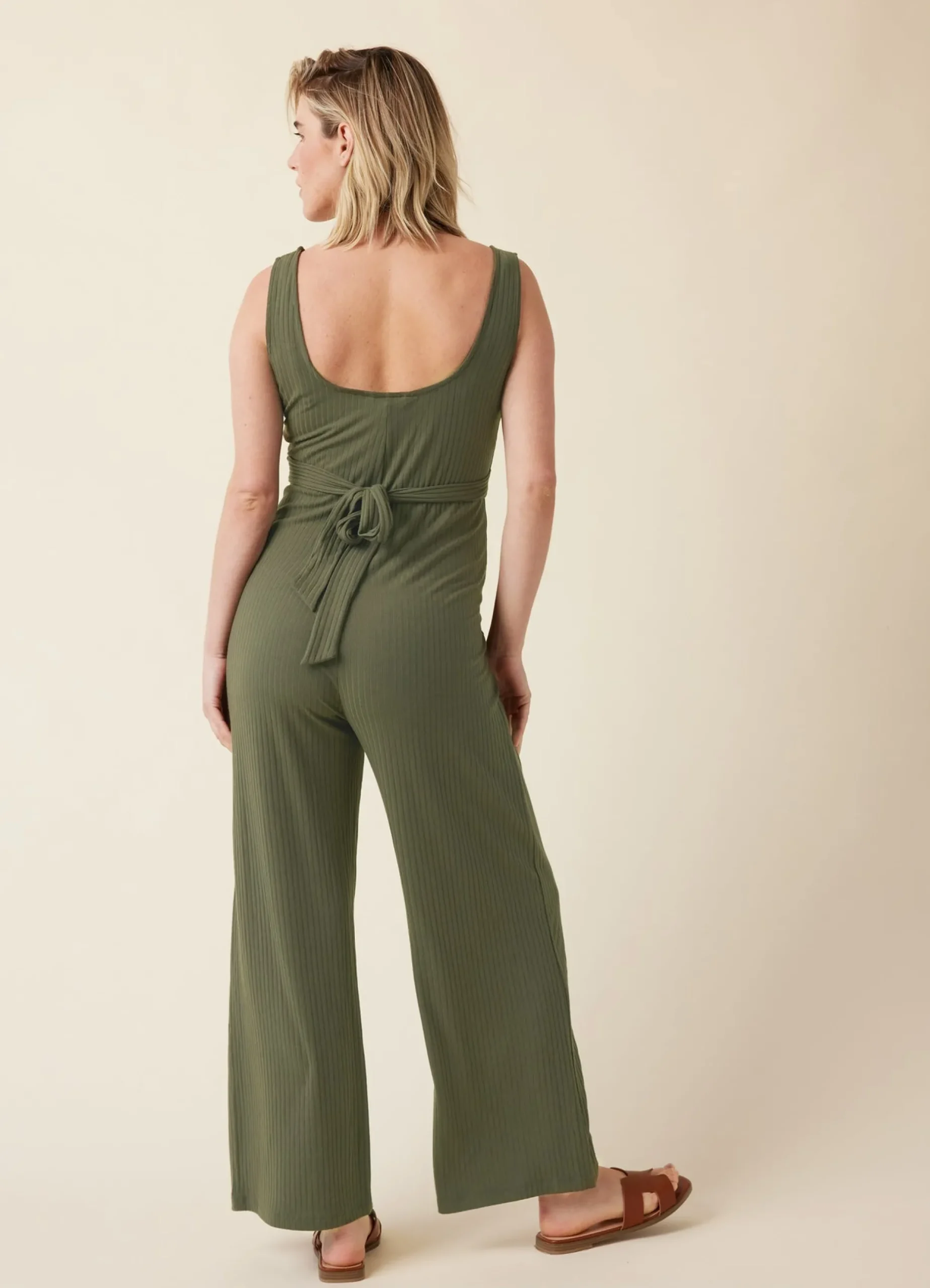 Ripe Maternity Bobby Rib Knit Olive Jumpsuit