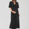 Ripe Maternity Camille Tie Front Linen Maternity Midi Dress