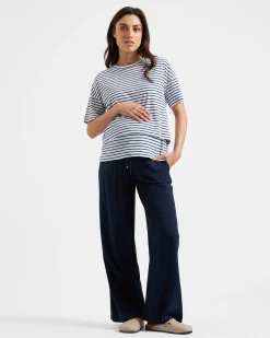 Ripe Maternity Claudette Short Sleeve Striped Nursing Tee