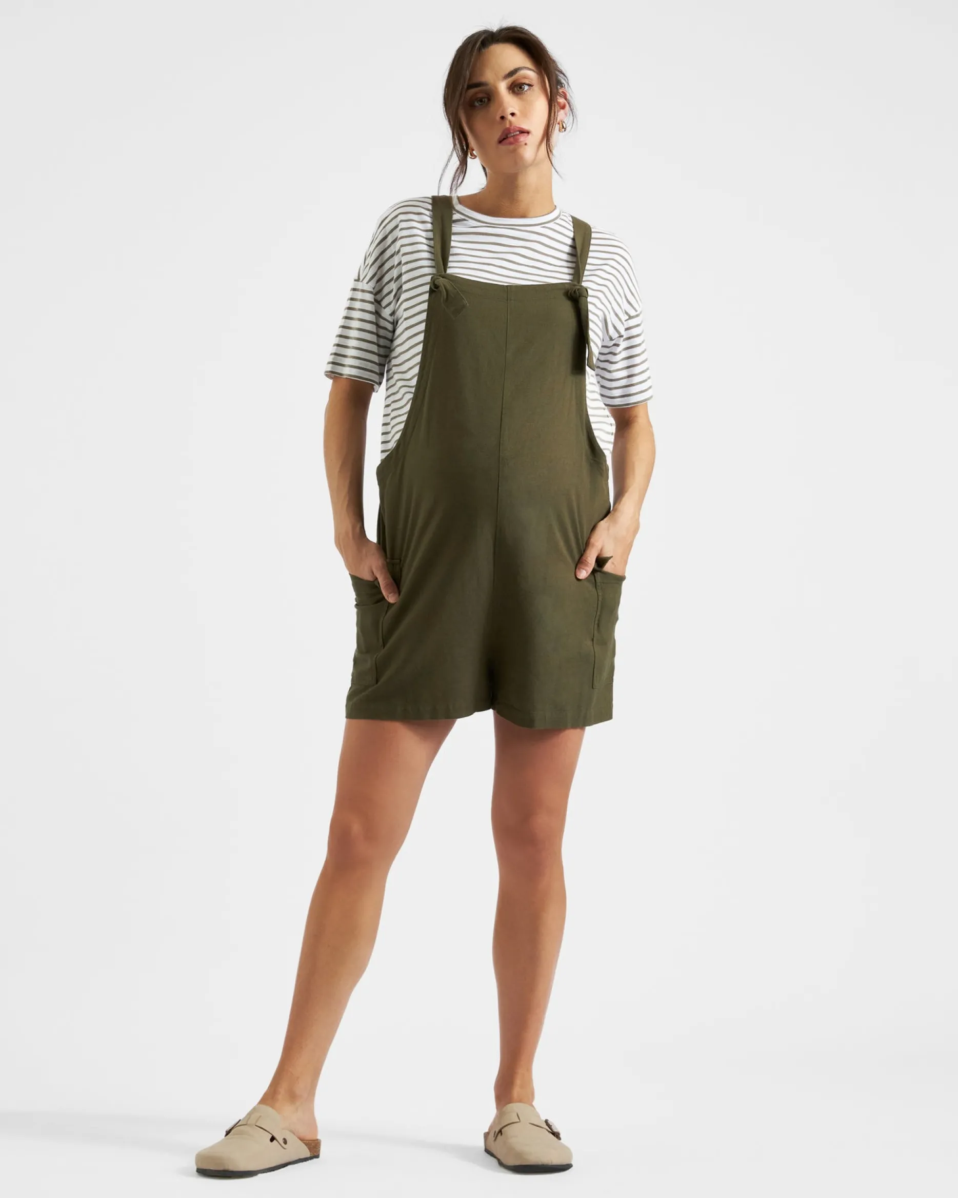 Ripe Maternity Claudette Short Sleeve Striped Nursing Tee