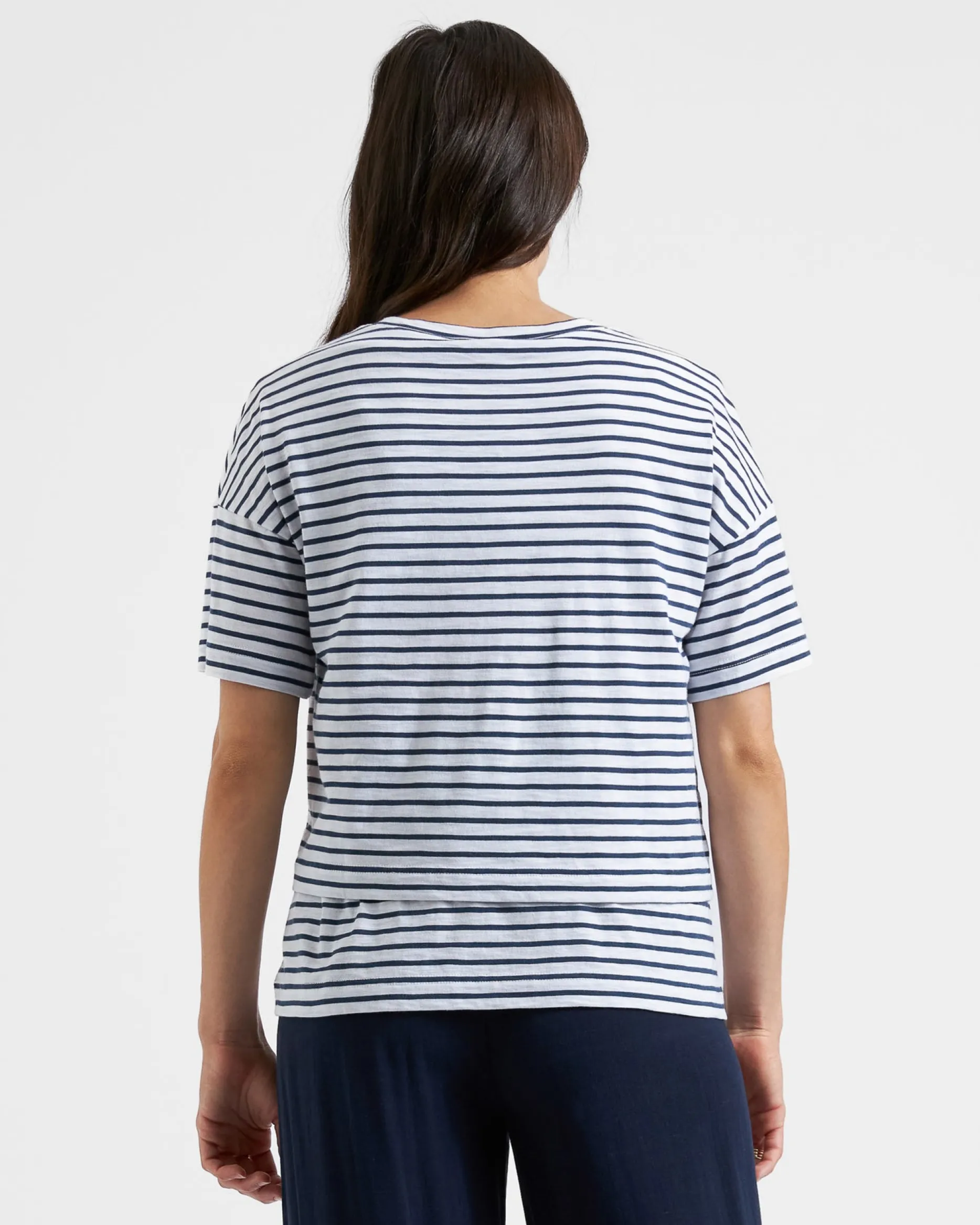Ripe Maternity Claudette Short Sleeve Striped Nursing Tee