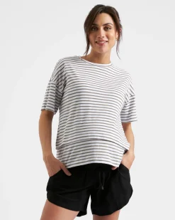 Ripe Maternity Claudette Short Sleeve Striped Nursing Tee