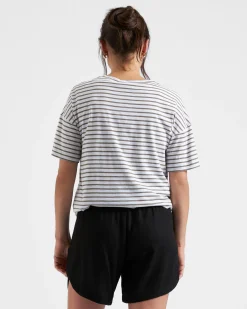 Ripe Maternity Claudette Short Sleeve Striped Nursing Tee