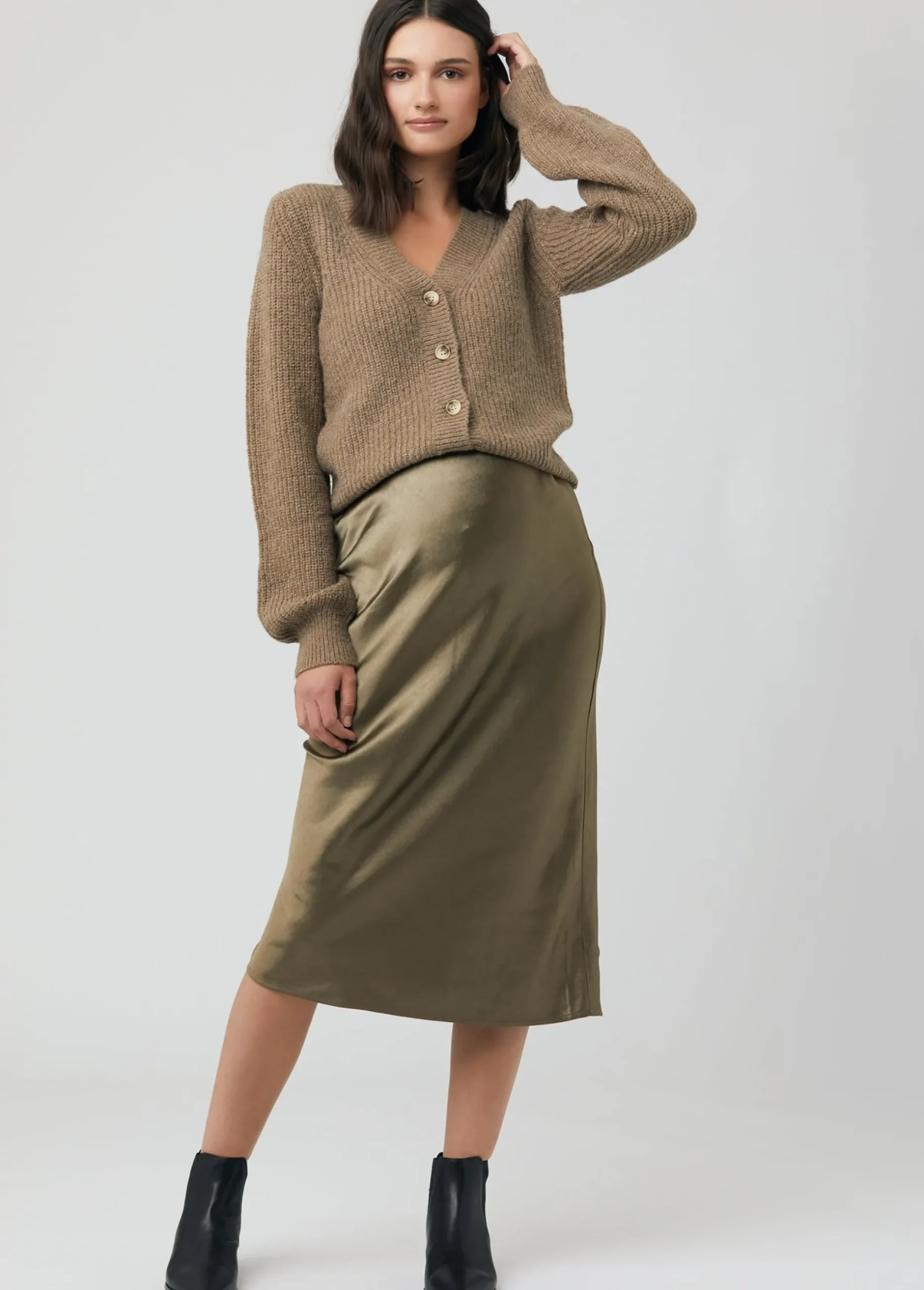 Ripe Maternity Lexie Satin Maternity Midi Skirt