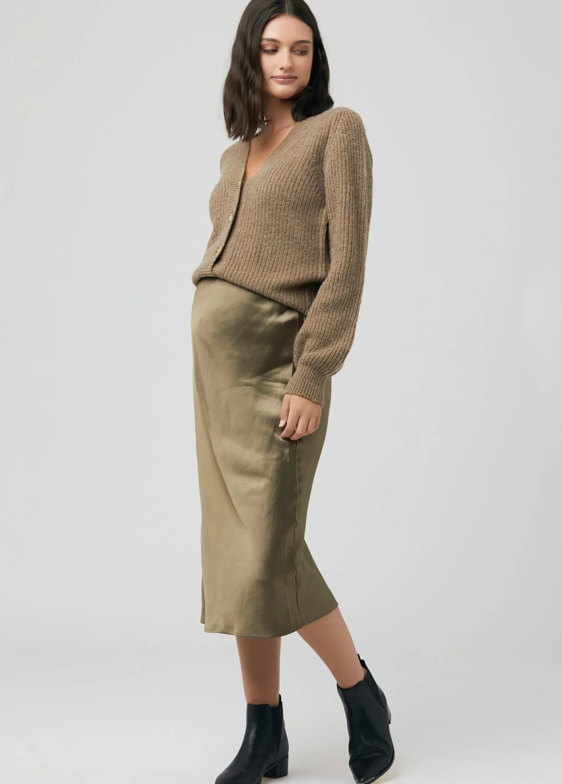 Ripe Maternity Lexie Satin Maternity Midi Skirt
