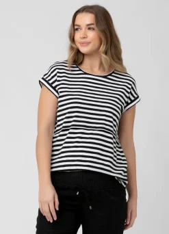 Ripe Maternity Lionel Stripe Nursing Tee Short Sleeve