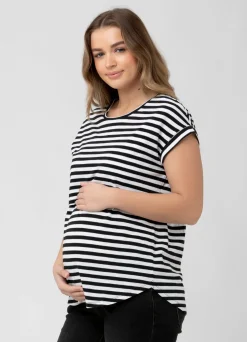 Ripe Maternity Lionel Stripe Nursing Tee Short Sleeve