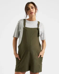 Ripe Maternity Olive Linen Overalls