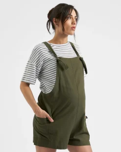 Ripe Maternity Olive Linen Overalls