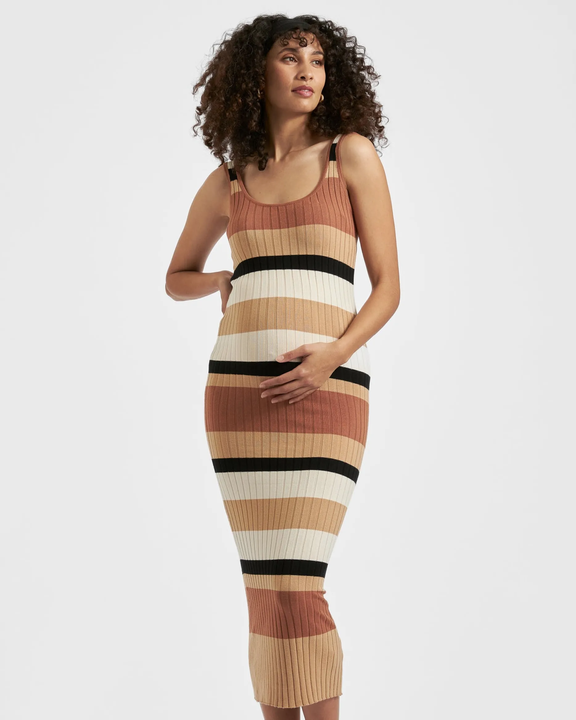 Ripe Maternity Sarah Stripe Knit Midi Dress