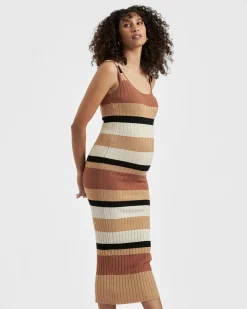 Ripe Maternity Sarah Stripe Knit Midi Dress