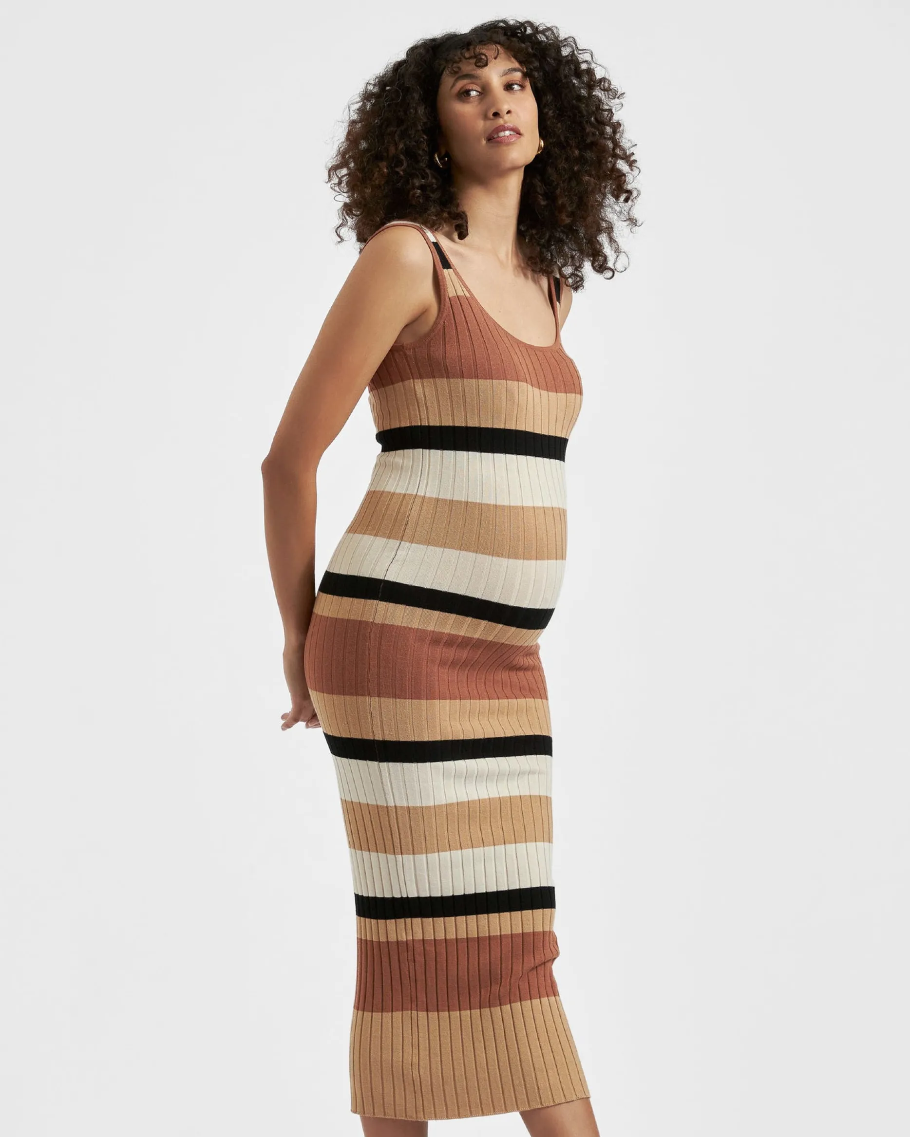 Ripe Maternity Sarah Stripe Knit Midi Dress